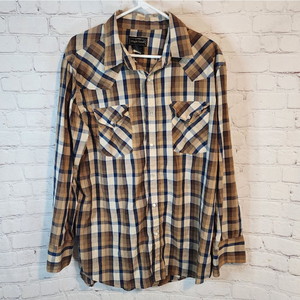 Men's High Noon pearl snapped longsleeve shirt, size Large